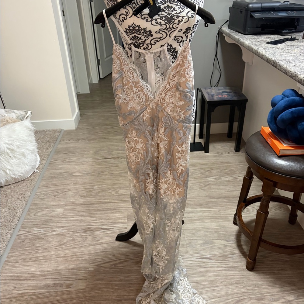 L'ATISTE - White and Silver Body Suit Dress